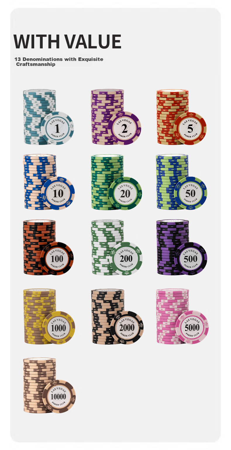 BR Poker Chips High-End Custom Score Tokens Cards Mahjong Machine Chips 100 Pieces 6