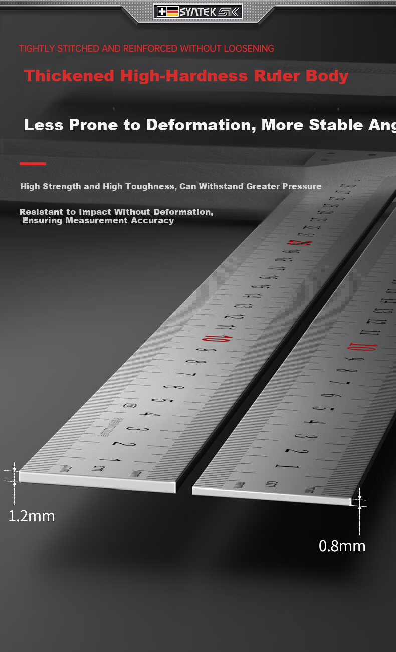 SYNTEK 90-Degree Stainless Steel Carpenter Square High-Precision L-Shaped Aluminum Alloy Ruler 500mm 4