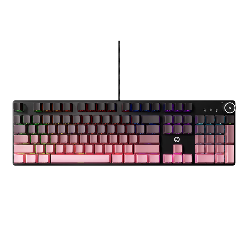 HP K10GV2 Mechanical Keyboard Wired Office Gaming Esports Desktop Laptop Side-Engraved Gradient Blackberry Pink RGB Blue Switch 104 Keys