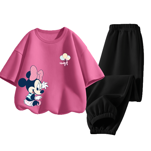 Disney Kids Sportswear 2026 Summer New Comfortable Cotton Girls Short Sleeve T-Shirt Loose Boys Summer Outfit