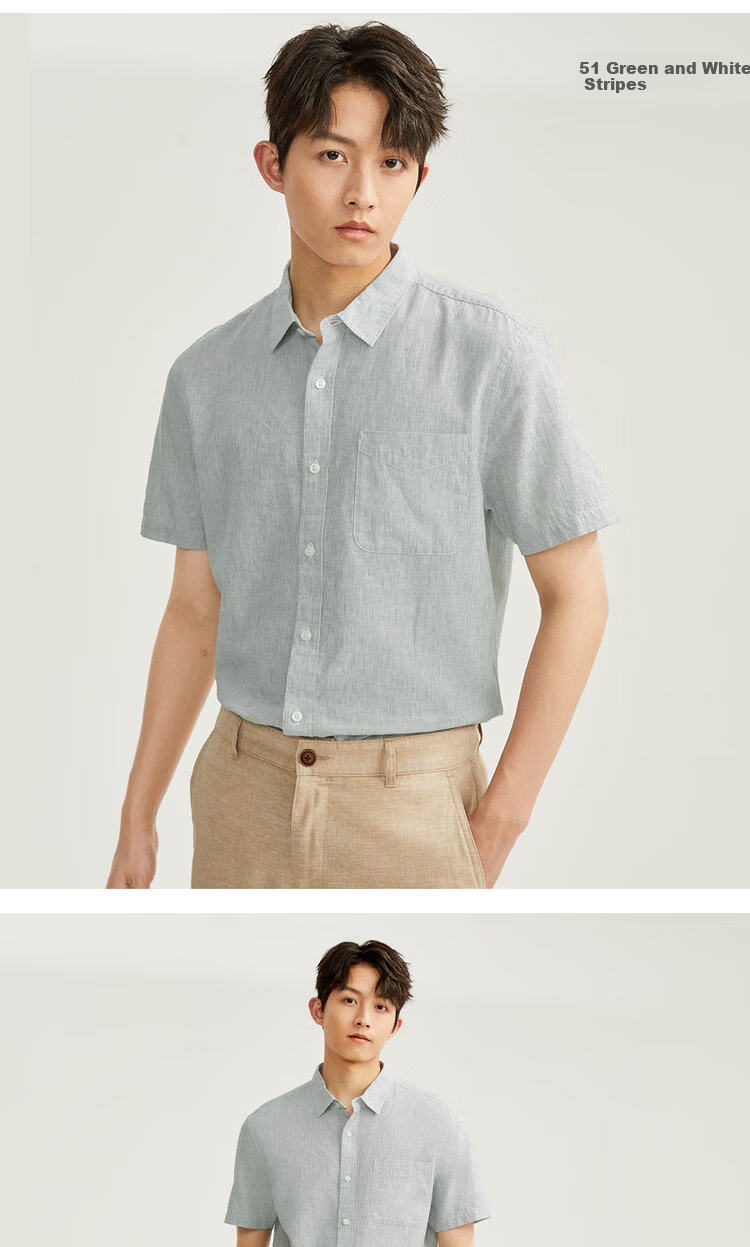 Giordano 2026 Summer Cotton Linen Textured Single Pocket Commuter Casual Linen Shirt Men Short Sleeve 01046480 16