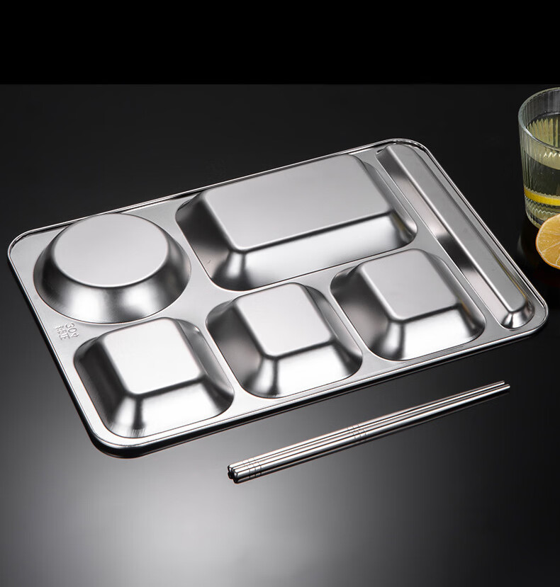 Zhuoliang 304 Stainless Steel Compartment Plate Adult Meal Tray School Canteen Self-Service Food Grade 17