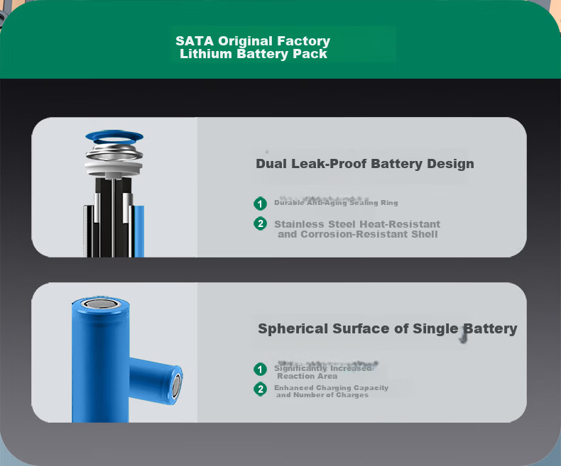 SATA Lithium Battery Brushless Concrete Vibrator Handheld Site Rechargeable Concrete Vibrator D05540 One Battery 9