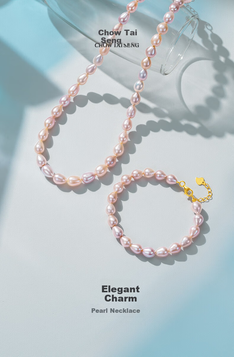 CHOW TAI SENG Mother's Day Gift Pearl Necklace Teardrop Multicolor Beaded Choker Necklace for Mom Girlfriend 1