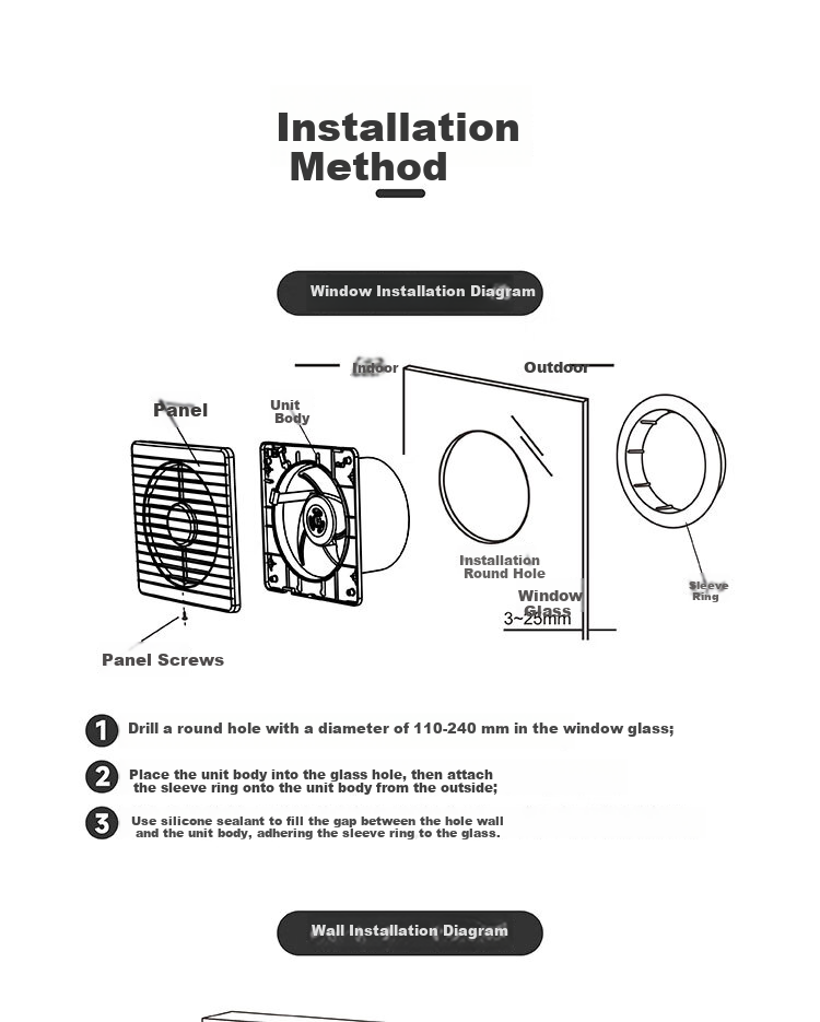 JINLING Powerful Exhaust Fan, Bathroom Kitchen Low-Noise Ventilation Fan, Window And Wall-Mounted APC25-4 13