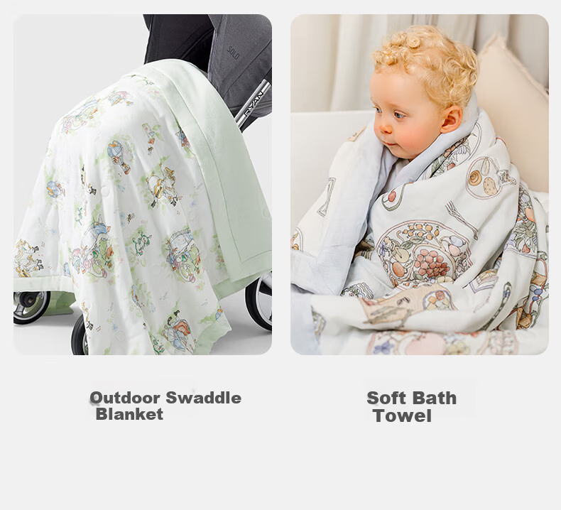 EMXEE Baby Summer Cool Quilt, Children's Blanket for All Seasons, Gauze Blanket for Newborns, Air Conditioning Quilt, Kindergarten Blanket, 120*140cm 17