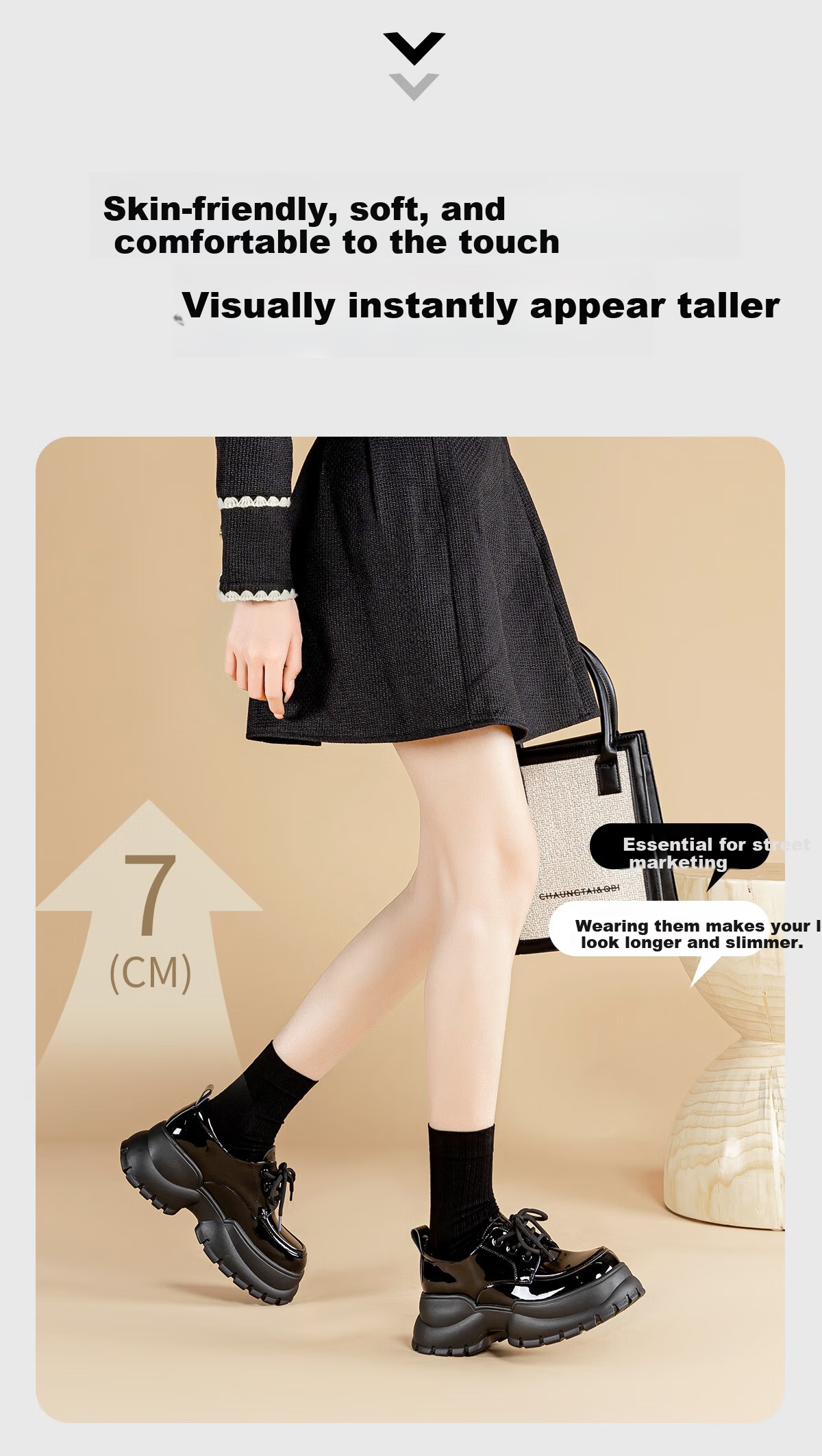 Huili Women's Fashionable Versatile British Style Loafers, Thick-Soled Heightening Comfortable Casual Women's Shoes, Black, Size 36 3