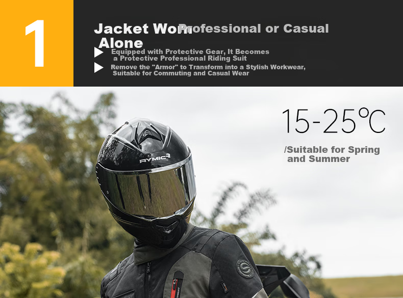 STAR FIELD KNIGHT Motorcycle Riding Jacket, Summer And All-Season Warm Fleece-Lined, Outdoor Motorbike Travel Gear, Black, Size 3XL 18