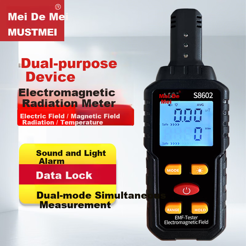 Meidemei Portable Household Appliance Electromagnetic Radiation Detector Digital Display High and Low Frequency Electric and Magnetic Field Meter S8602