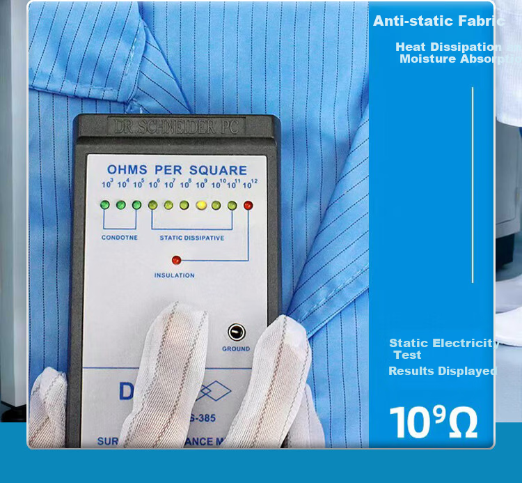 Beifute Anti-Static Workwear Dustproof Lab Coat Cleanroom Suit White Coat Anti-Static Protective Clothing for Dust-Free Workshop Electronics Factory Blue 4