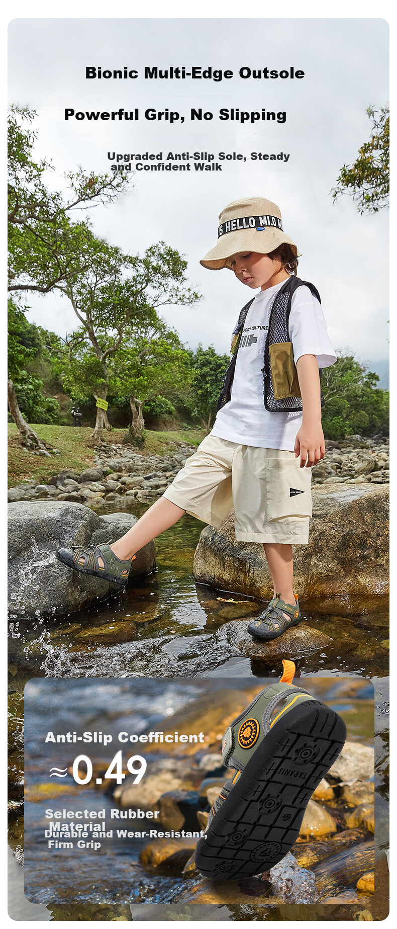 TARANIS Kids Summer Sports Barefoot Sandals Boys Breathable Water Shoes Outdoor Camping Shoes Dark Green Size 29 3