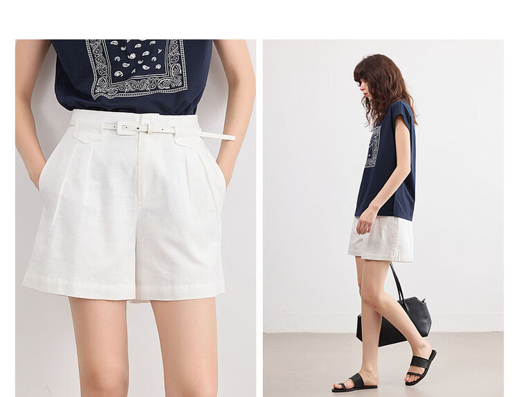 Demana [With Linen Cotton] Summer Simple Commuter Loose Shorts Slim Fit Versatile Women's Casual Pants 5