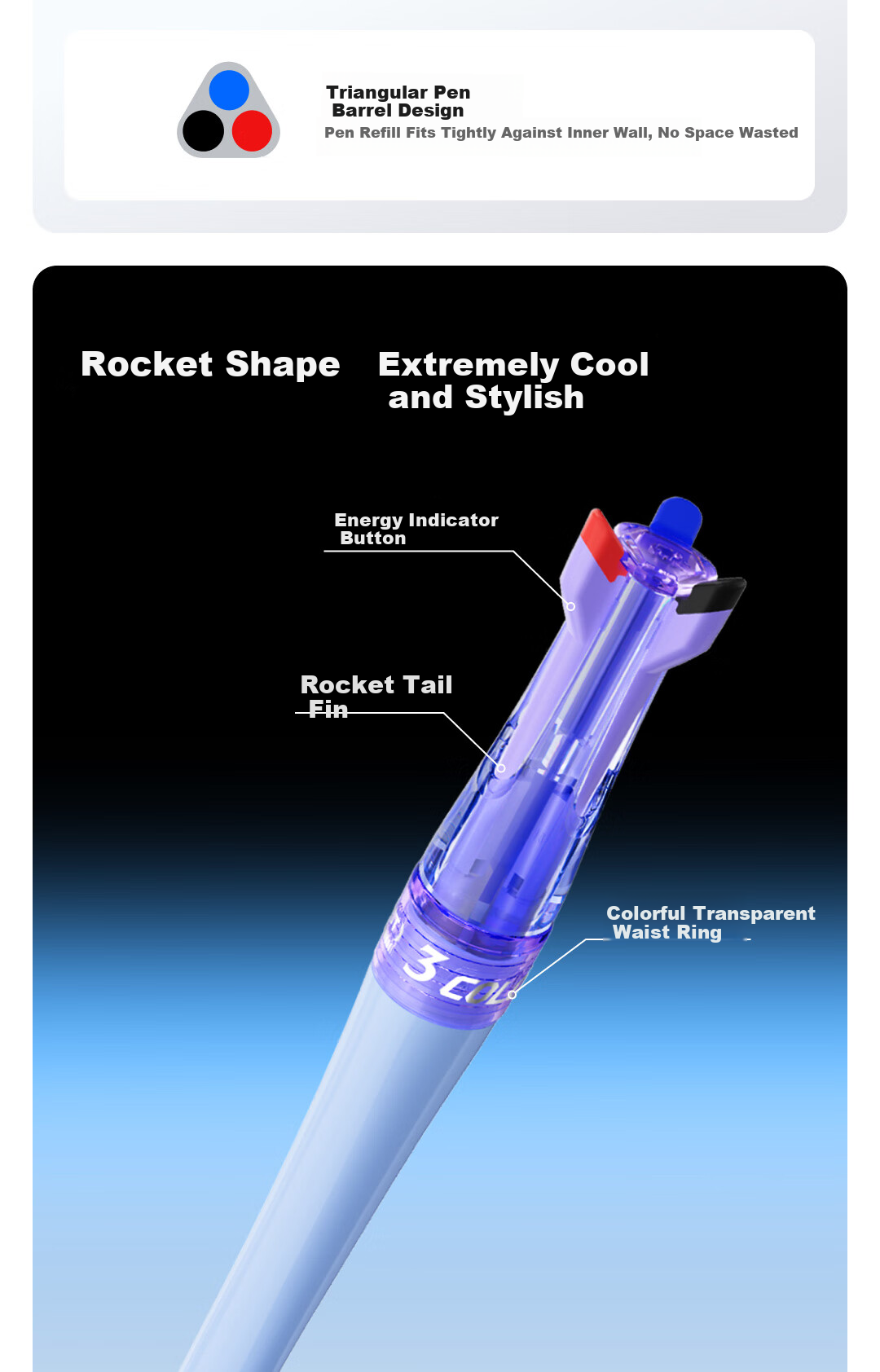 Dianshi Pen Cruise Time Capsule Tri-Color 0.5mm Retractable Dual-Ball Quick-Dry Gel Pen Black Blue Red Multifunctional Student Office Supplies 6254 [1 Pen 3 Refills] White Blue Barrel 9