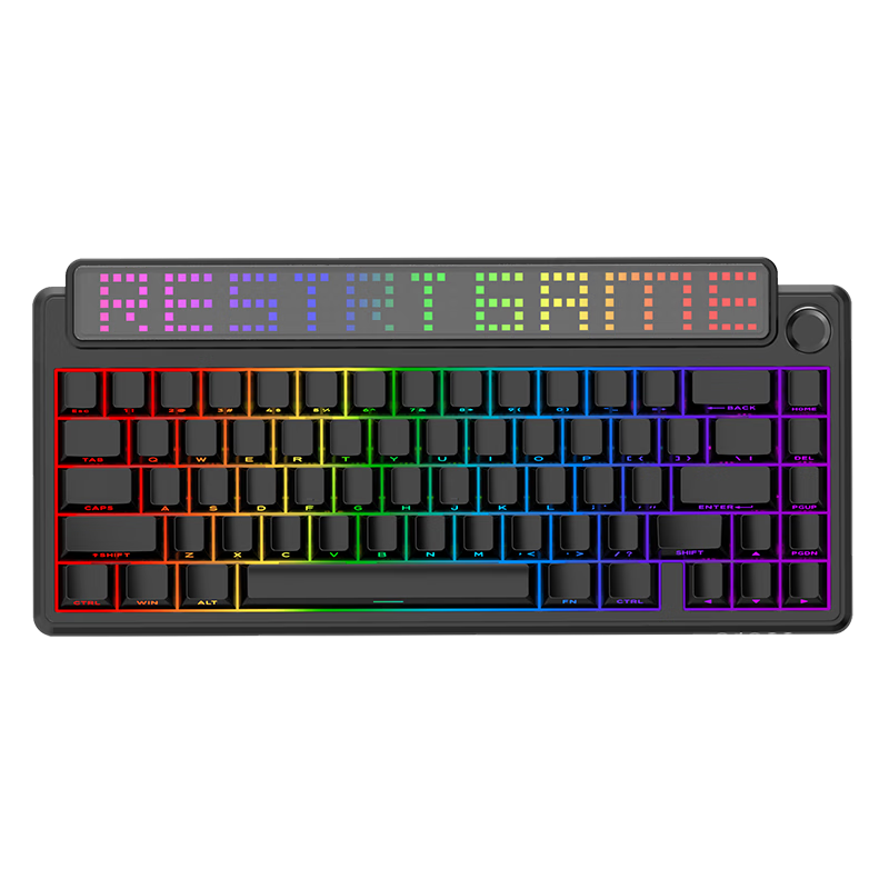 AJAZZ Pixel68 Wireless Tri-Mode Mechanical Keyboard DIY Large Screen Customizable Keyboard with Adjustable Knob Dual 8K Side-Engraved Black White Peach Switches