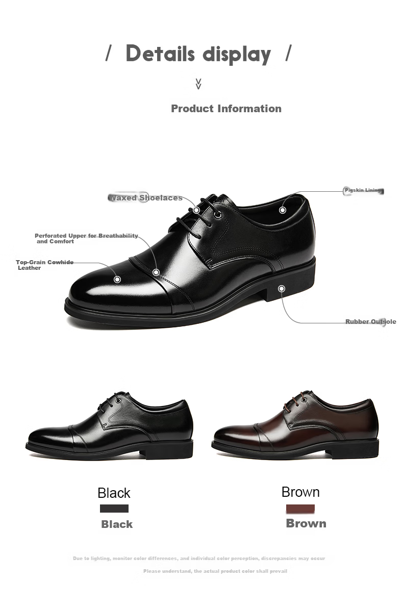 LAORENTOU Pointed Toe Leather Shoes for Men, Casual Soft-Soled Formal Business British Style Work Shoes, 200240 Black Hollow-Out, Size 40 2