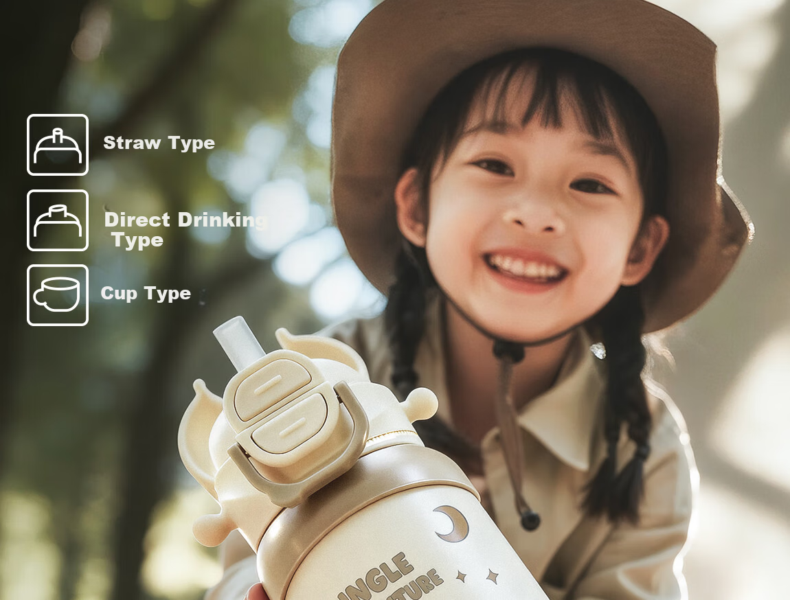 BEIE BEIESTATE Explorer Kids Insulated 3-in-1 Straw Cup 316L Stainless Steel Kindergarten Baby Water Bottle School Use 1