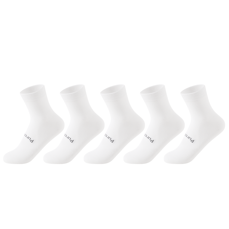 PurCotton Disposable Socks 100% Cotton Unisex Kids Travel Single-Use Daily Socks Cotton White 5 Pairs