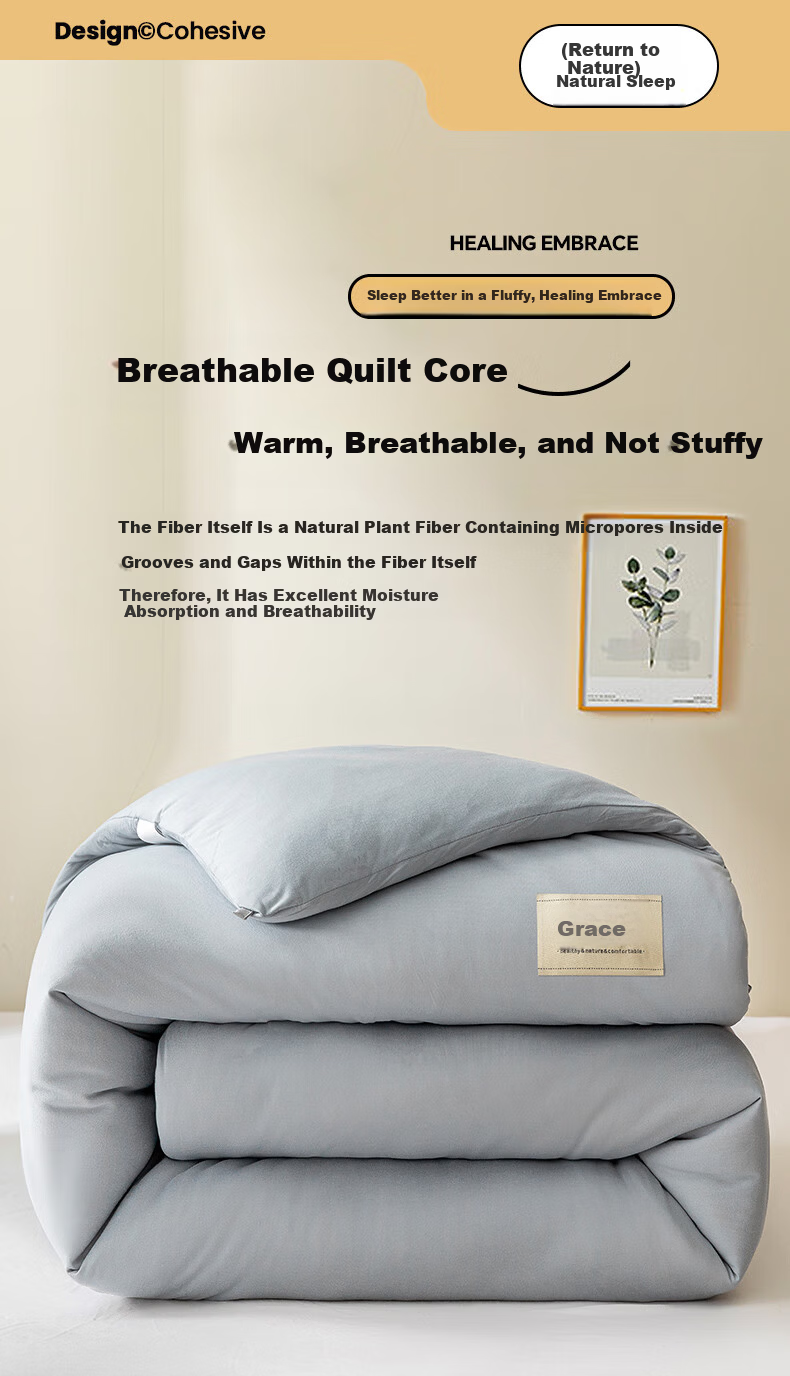 Grace Class A Fabric Spring Autumn Four-Season Double Bed Student Dormitory Quilt Comforter Air Conditioning Quilt 5 Jin 200*230cm Cream Yellow 11