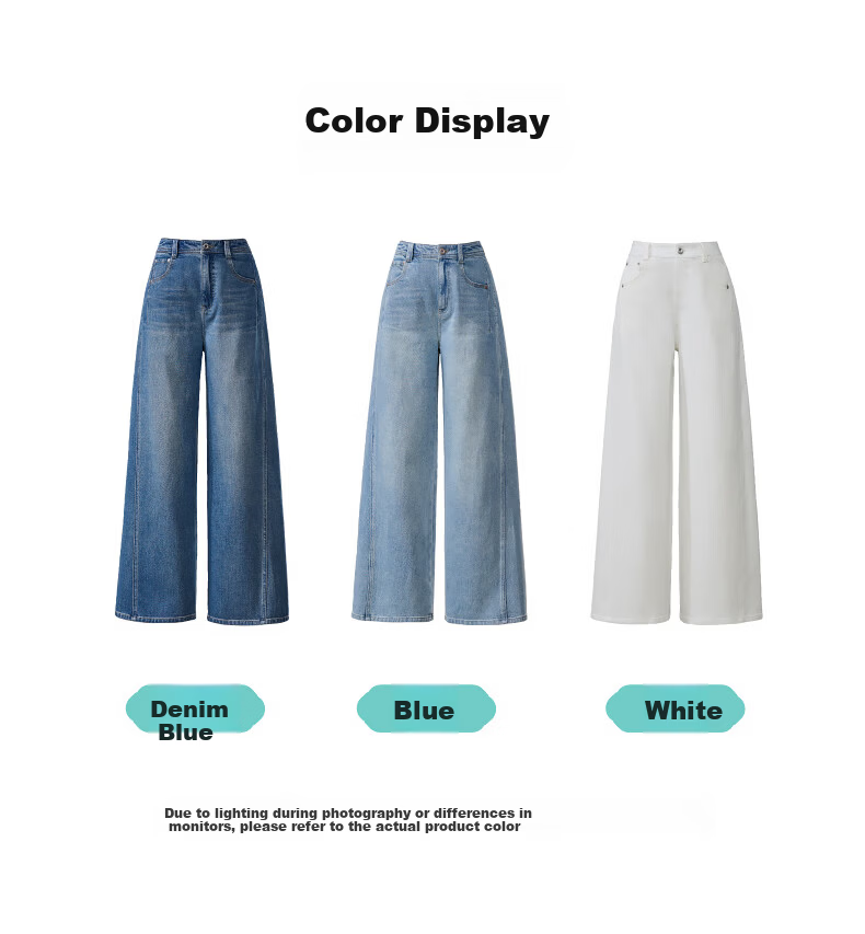 ESE-Y Deconstructed Wide-Leg Pants Women Spring 2026 New Lyocell Cotton Slim High-Waist Straight Denim Jeans Denim Blue 30 24