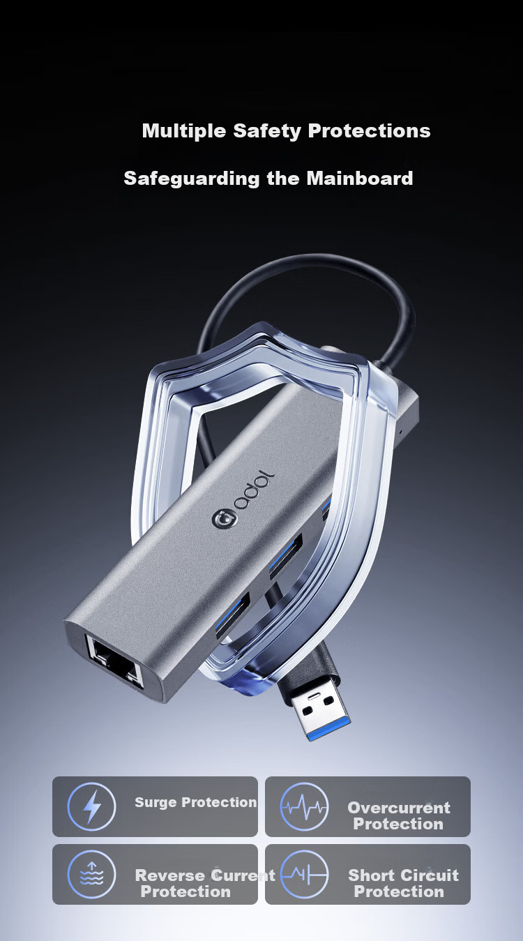 ASUS a USB to Ethernet Adapter USB Dock RJ45 Gigabit Network Cable Converter USB Splitter Laptop Docking Station Extension Cable USB Expander HA501 Gigabit 15