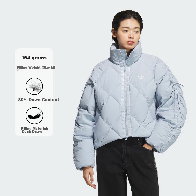 Adidas Originals Women's BOW COM DOWN Short Down Jacket KC2612 Pink Blue XS 2
