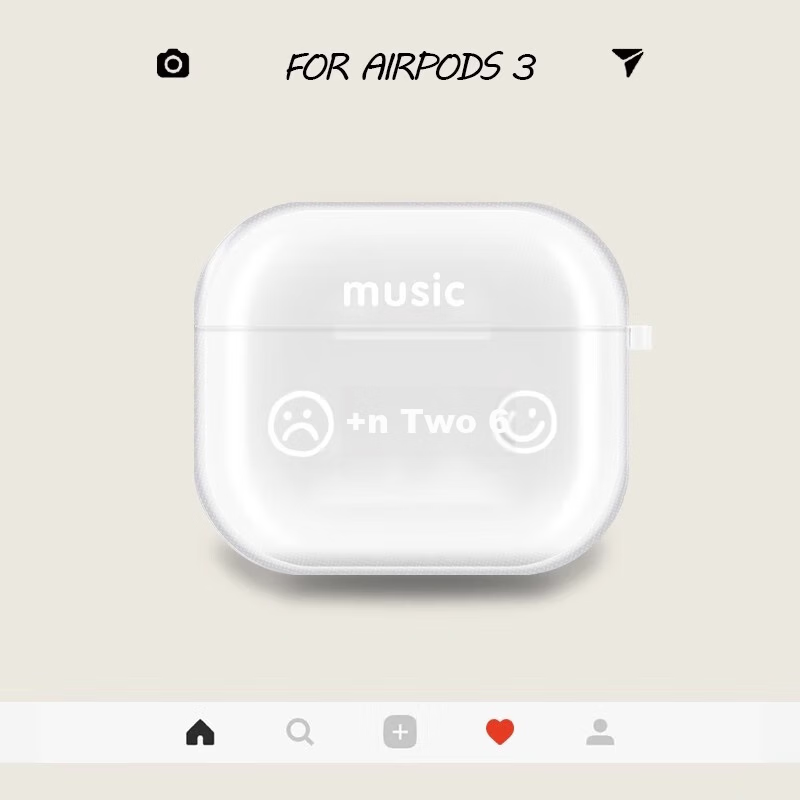 Beiyipin Creative Smiley Note Transparent Protective Case for AirPods Pro and AirPods 3 Music Happy Apple Earphone Case 5