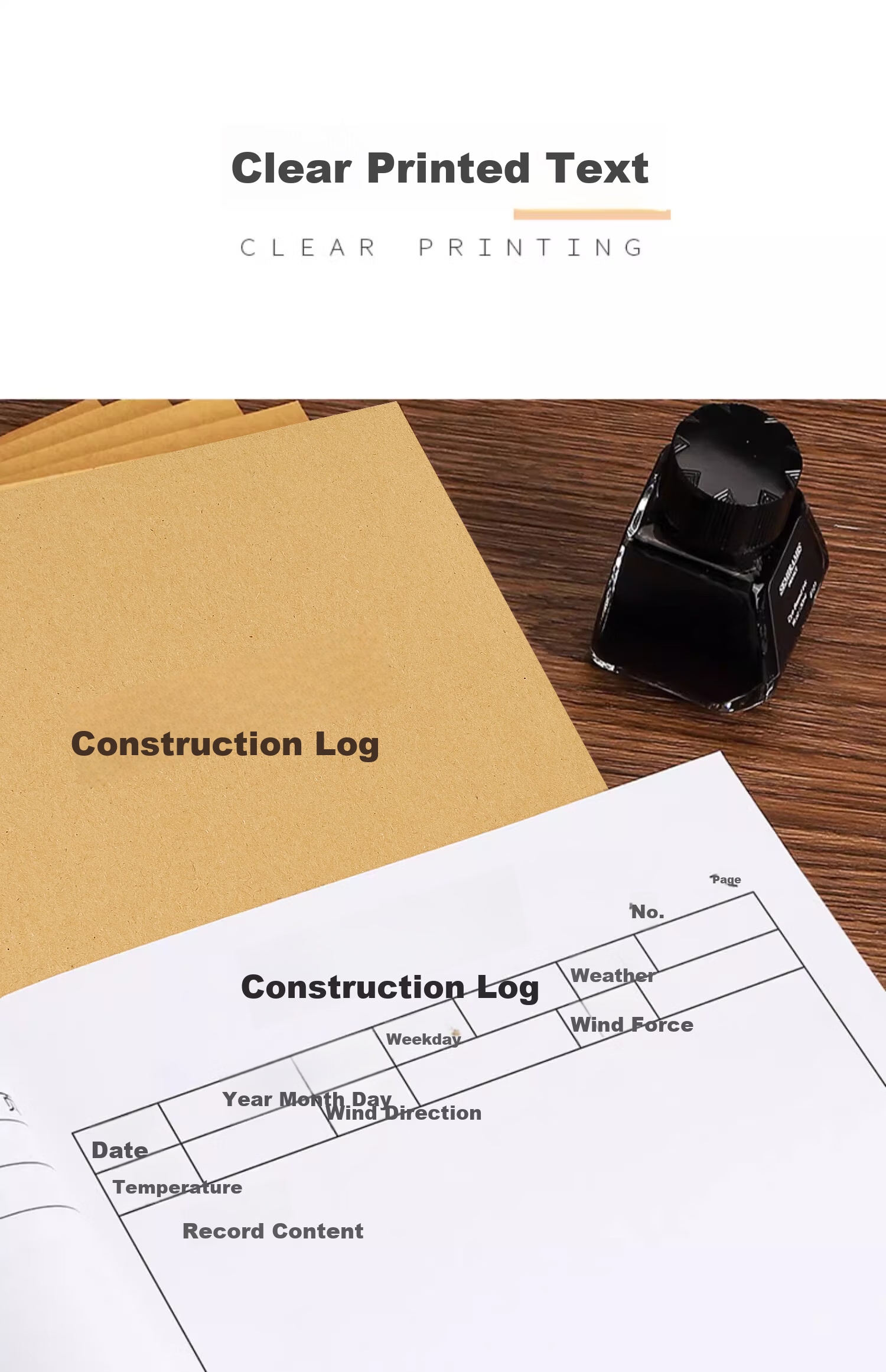 Licao Construction Logbook A4 Official 2025 Safety Logbook Thickened Single-Sided 160 Pages 5-Pack for Site Supervision and Project Management 8