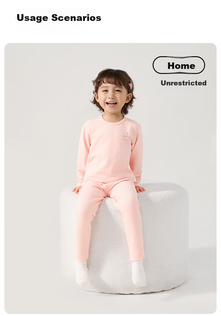 Aibedila Baby Autumn Clothes Set Boys Girls Children's Thermal Underwear Class A Warm Base Layer Set Cat 120 7