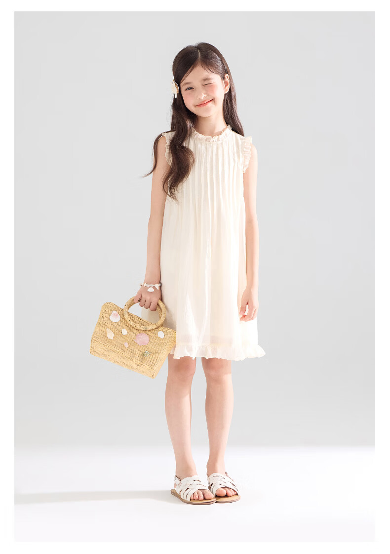 Mucmukn Star Shell Wave Tencel Lyocell Ruffle Vest Dress Island Vacation Princess Dress Girls Summer 13