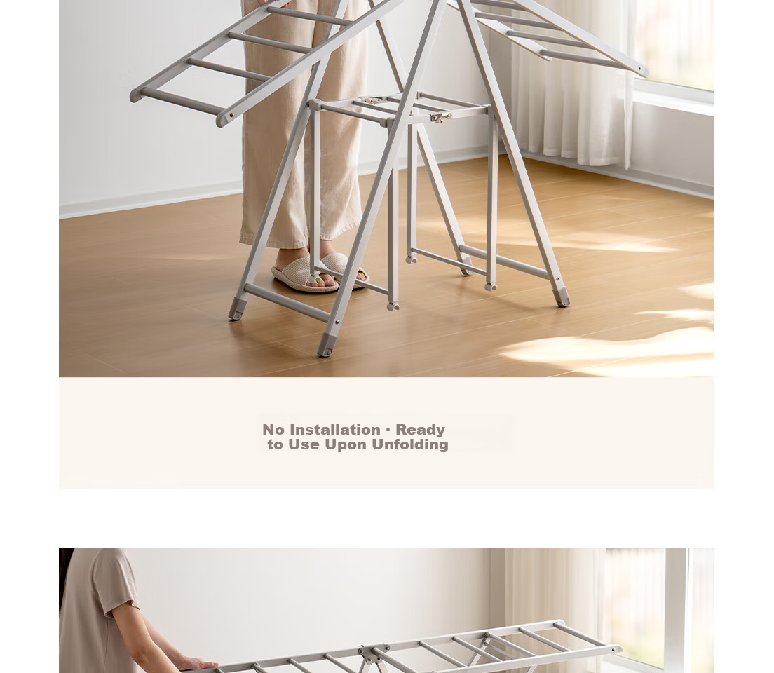 Lazy Corner Small Foldable Clothes Drying Rack Balcony Floor-Standing Aluminum Alloy Clothes Hanger Silver 14