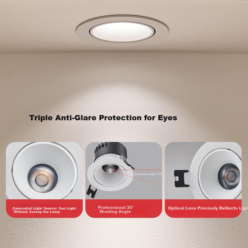 OPPLE High CRI Anti-Glare LED 24° Adjustable Spotlight Mingxuan Aluminum 9W Warm White Light Cutout 7.5-7.8cm