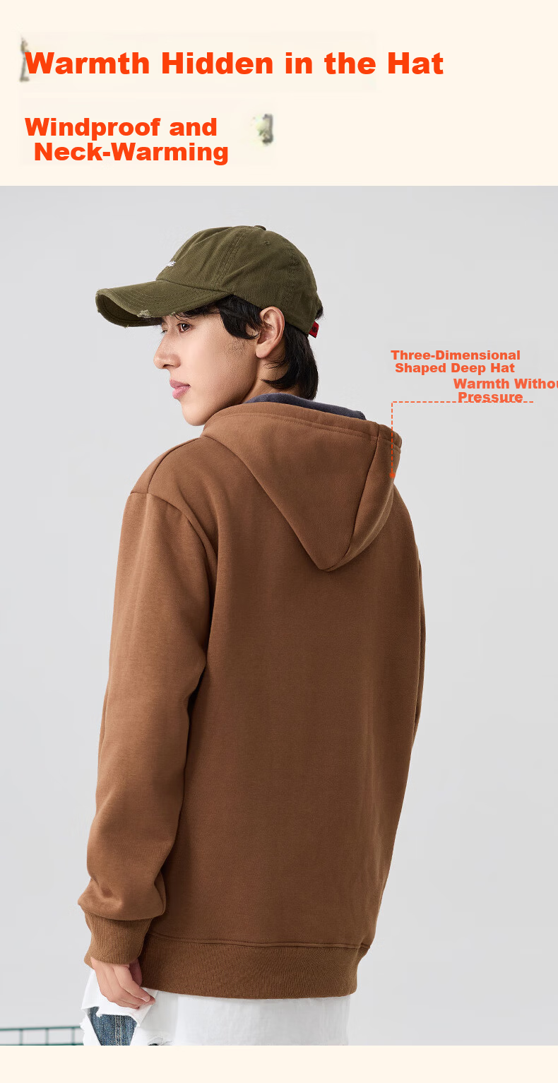 JEANSWEST LIFE Men's Heavyweight Hoodie Autumn Winter 2025 New Thickened Youth Fleece Sweatshirt 5