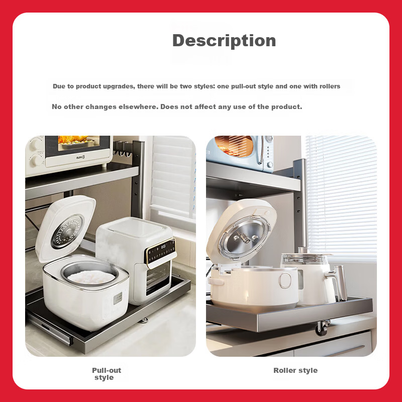 Meichu Kitchen Pull-Out Microwave Storage Rack Rice Cooker Oven Storage Rack Air Fryer Stand Utensil Organizer 20