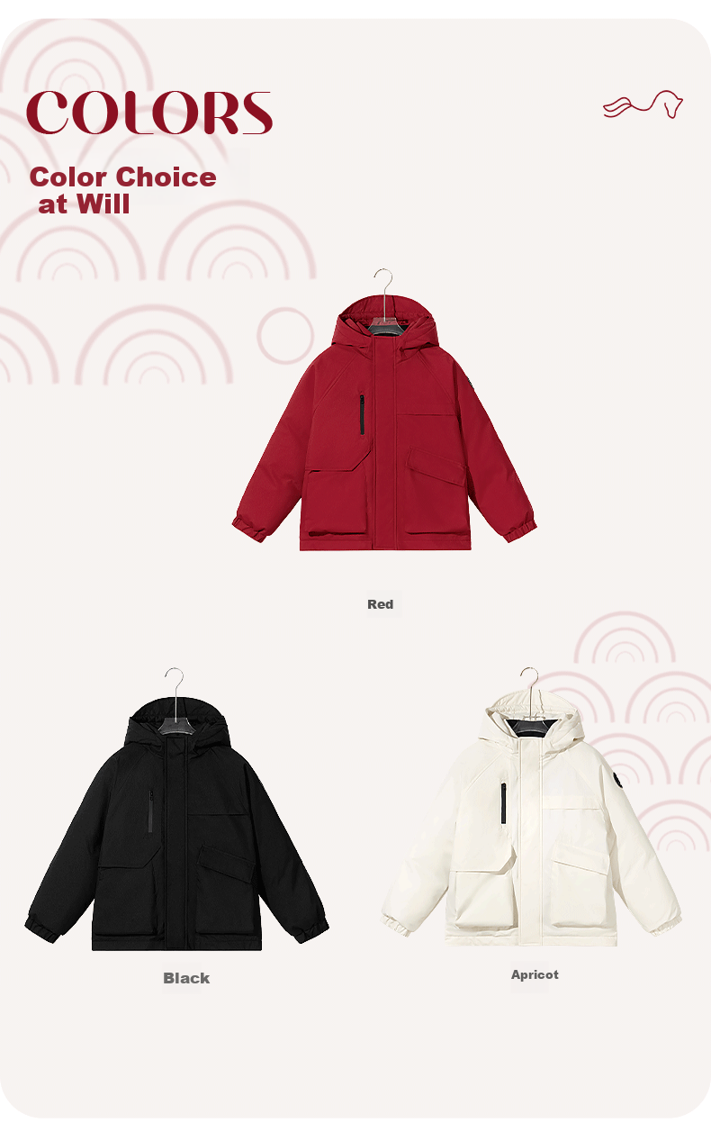 Baleno Kids Winter 2025 New Thickened Fleece Lined Waterproof Cotton Jacket Red Boys Girls Outerwear 8