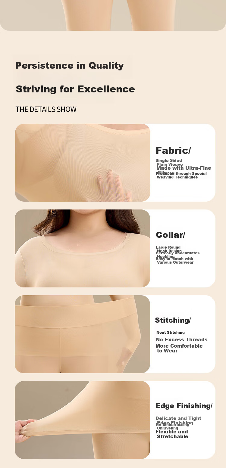 GRACEWELL Plus Size Seamless Skin-Friendly Base Layer Set Autumn Thermal Underwear for Women (Up to 200 Jin) 10