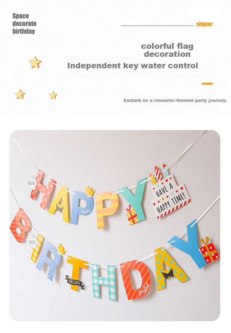 Qingwei Cake Balloon + Birthday Banner Photo Props Children's Party First Birthday Scene Decoration 9