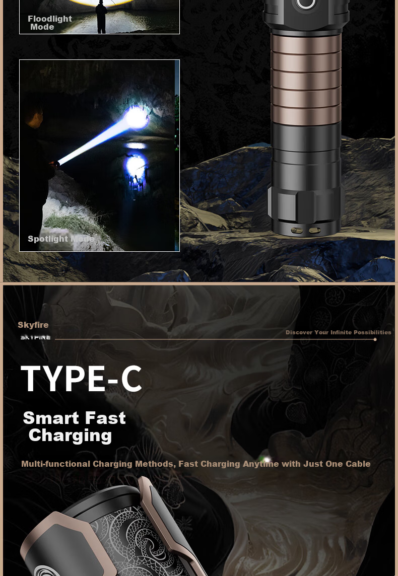 Tianhuo Tengshe Flashlight High Brightness Ultra-Long Battery Life 200000 Lumens Sky-Piercing Super Bright Long-Range Outdoor Emergency Laser Home Use 6