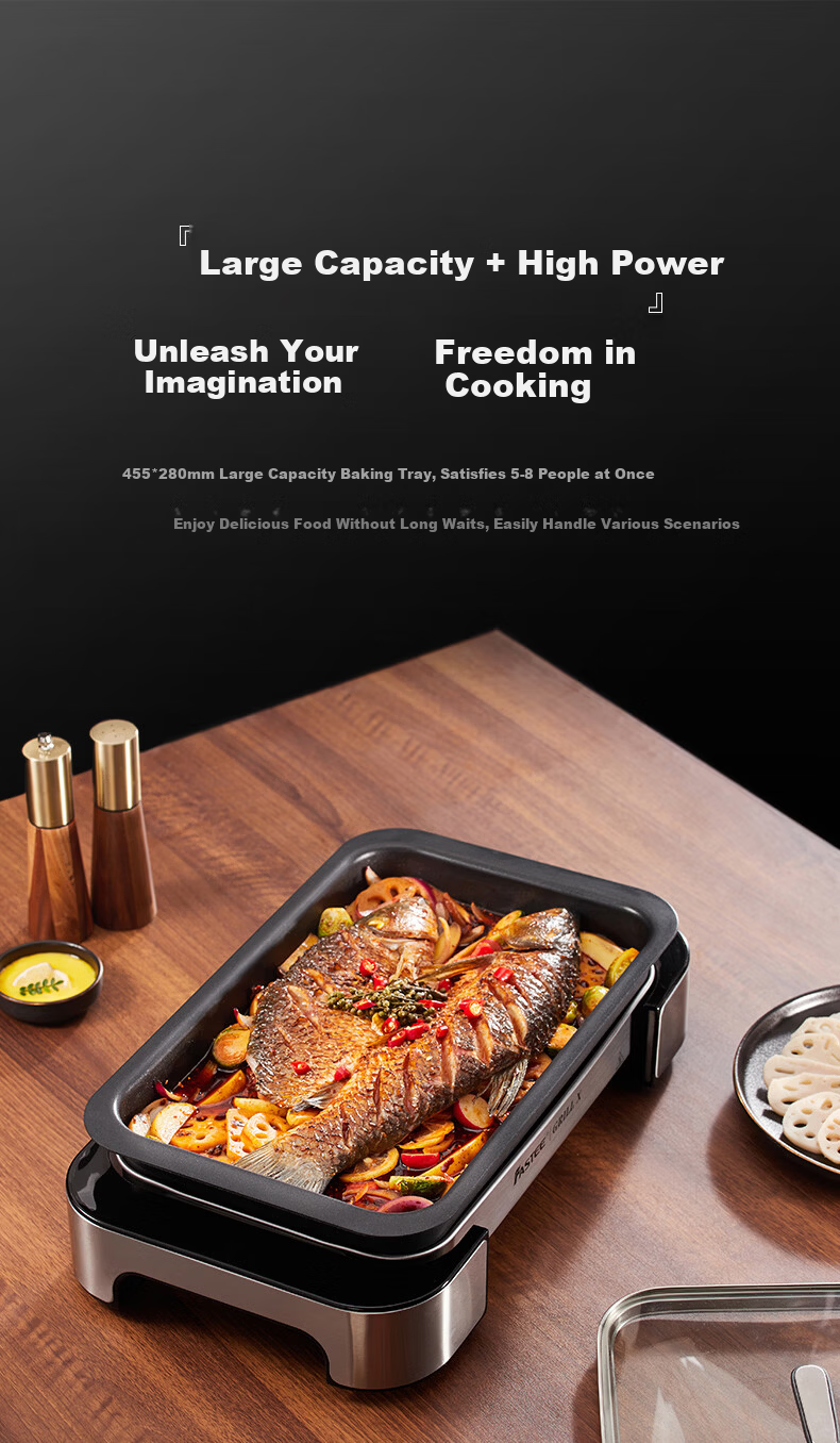 Fastee Electric BBQ Grill Pan Smokeless Home Electric Grill Non-stick Steak Pan Outdoor Fish Grill FST-53A 13