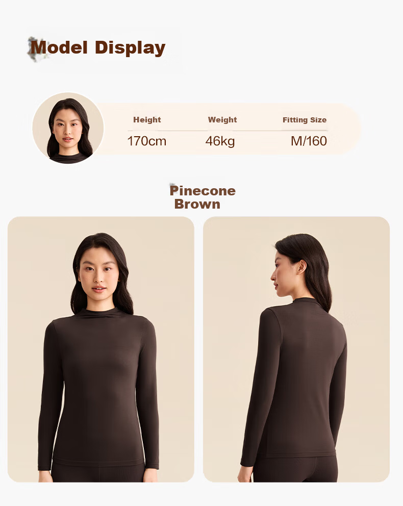 PurCotton Women's Long-Staple Cotton 7A Antibacterial Soft Bare-Skin Lightweight Warm Base Layer (Mall Same Style) 11