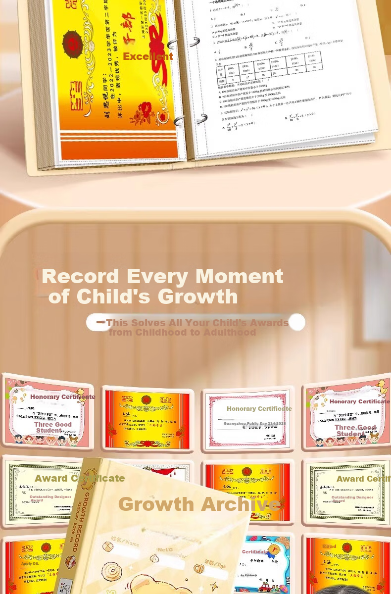 Shuxing A4 Growth File Record Book Loose-leaf DIY Manual Kindergarten Baby Transparent Photo Album Commemorative Certificate Collection Book Boys Girls Art Work Photo Storage Book 2