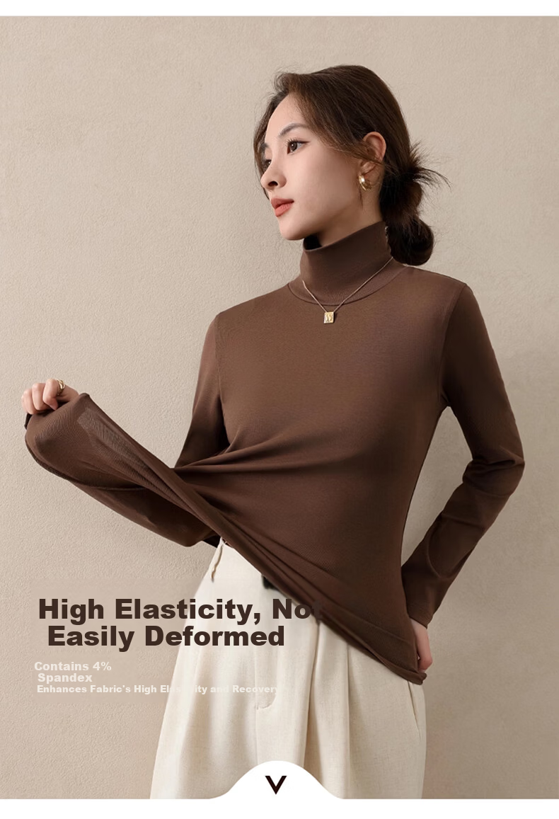Avandi Wool Base Layer Half Turtleneck Women's Spring Thin Thermal Underwear Modal Autumn Shirt 5