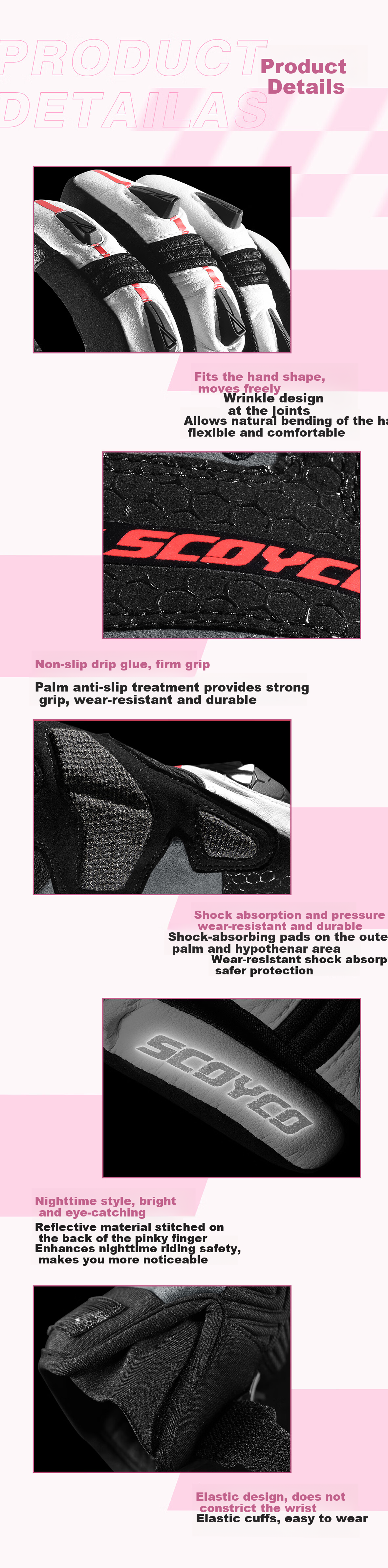 SCOYCO Motorcycle Gloves Full Finger Waterproof Anti-fall Wear-resistant Warm Windproof Commuting Riding Gloves 4