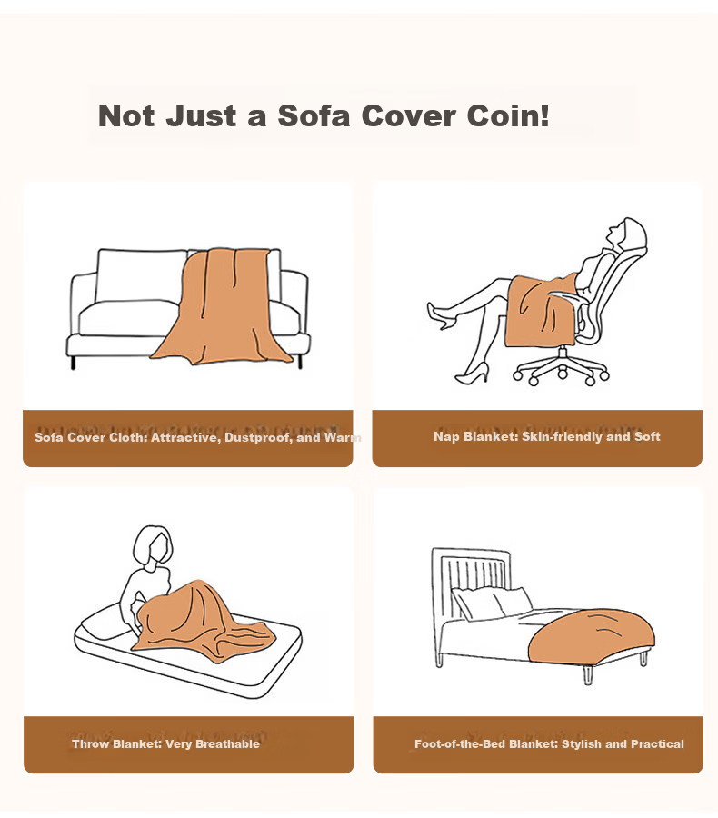 MUJI Premium Sofa Cover All-Season Sofa Throw Full Cover Blanket Cream White 180x380cm 18