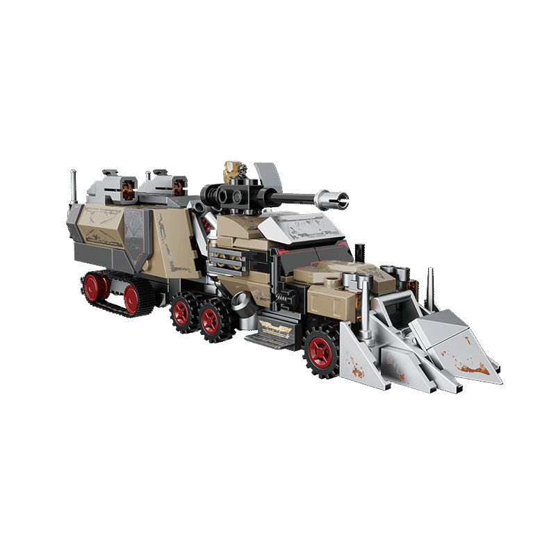 F5 Building Blocks Military Base Cone-Shaped Clearance Vehicle Children's Assembly Toy Soldier Sand Table Attack and Defense Boy Birthday Gift