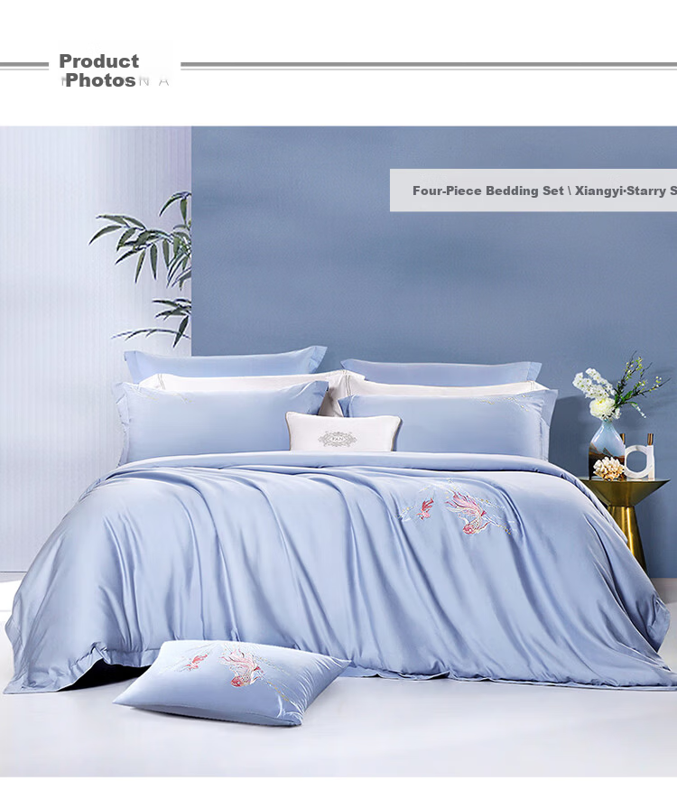 FUANNA Cotton Bedding Set with 60-Count Long-Staple Cotton, Embroidered Duvet Cover And Bed Sheet Set, 203*229cm 6