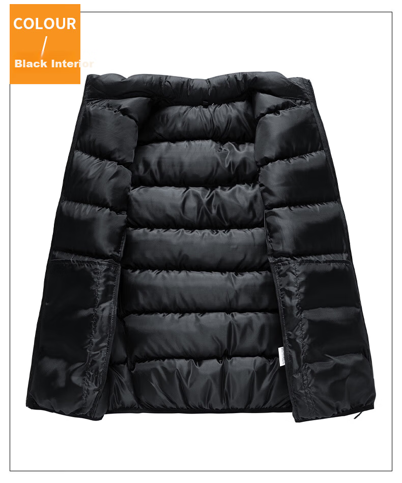 JEEP SPIRIT Men's Autumn Winter Sleeveless Cotton Vest Warm Cotton Waistcoat Casual Loose Fit Black 2XL 9