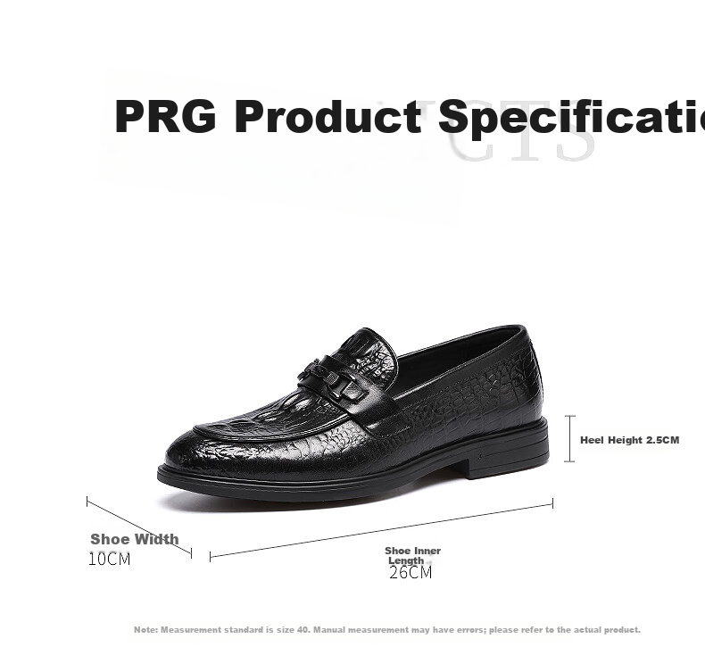 Hongqingting Men's Shoes, Business Casual Shoes, Slip-On High-End Shoes, Crocodile Pattern Cowhide Shoes for Men, WLA150552, Brown, Size 44 5