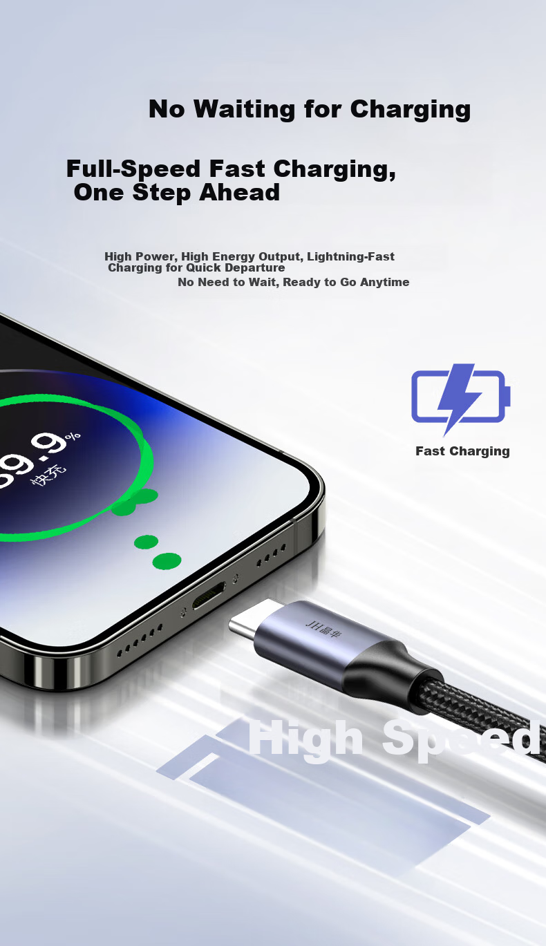 Jinghua USB 3.2 to Type-C Data Transfer Cable CarPlay Connection Cable 10Gbps 3A Fast Charging for iPhone 15 Huawei Xiaomi Phones 0.25m U682A 8