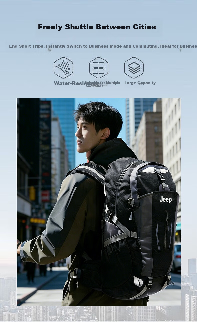 JEEP Outdoor Hiking Backpack Professional Multifunctional Sports Bag Large Capacity Lightweight Water-Resistant Travel Bag for Men 5