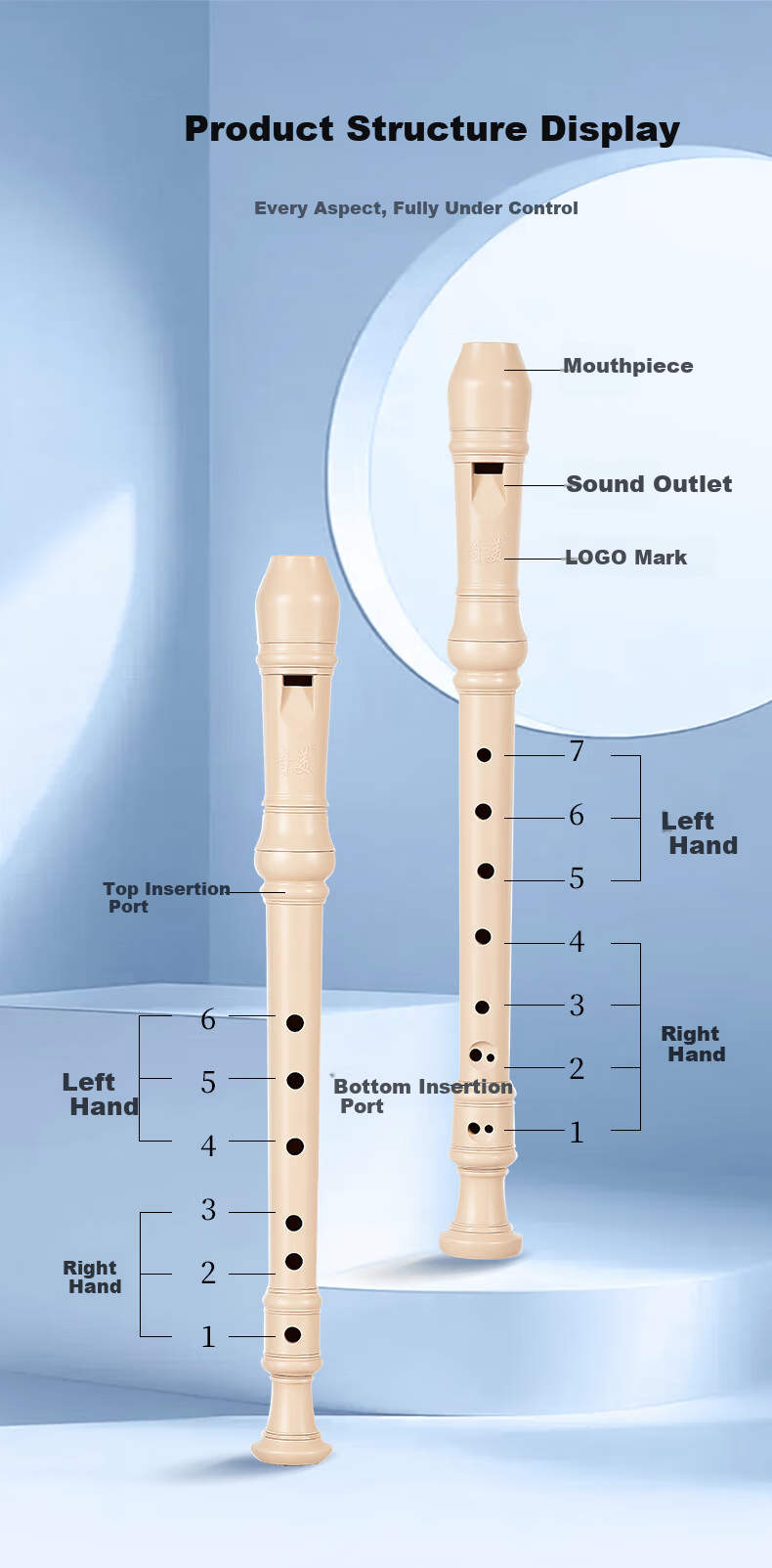 Chimei Little Scholar 8-Hole Classroom Instrument Teacher-Recommended High-Pitched 8-Hole German C Key Recorder 7